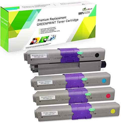 GREENPRINT 4 Farben Kompatible Tonerkartuschen C332 MC363 3500 Seiten für Schwarz & 3000 Seiten für C M Y für Oki Okidata Farblaserdrucker C332dn MC363dn C332dnw MC363dnw