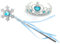 Kuzhi Frozen Elsa Crown Tiara and Wand Set – Silver Heart Jewel (Blue,Snowflake Wand)