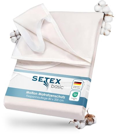 SETEX Molton Matratzenschutz, 80 x 200 cm, Eckgummis, 100 % Baumwolle, Basic, Naturfarben, 1607080200001002, Natur