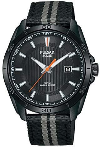 Pulsar Sport Herren-Uhr Solar Edelstahl mit Textilband PX3179X1
