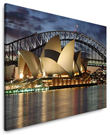 Paul Sinus Art Oper in Sydney bei Nacht 40 x 60 cm Inspirierende Fotokunst in Museums-Qualität für Ihr Zuhause als Wandbild auf Leinwand in
