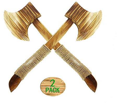 Zhou-long Hache en bois pour enfant avec couteau et 2 jouets faits à la main en corde de chanvre et poignée attachée Tradition chinoise