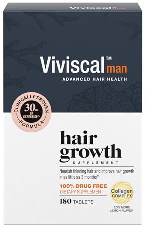 Viviscal Men's Hair Growth Supplements, 180 Tablets 3 Month Supply