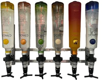Chabrias Ltd Traditional 35ml 6 Bottle Optics For Spirits UK Made, Bar Optics, Shots Measure, Optics For Home Bar, Wall Bracket, Drinks Measures For Spirits, Spirit Dispenser, Outdoor Bar, Garden Bar