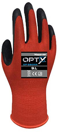 Wonder Grip OP-280RR Opty - Arbeitshandschuh mit Latexbeschichtung, Latex-Montagehandschuh, Handschuh, Schutzhandschuh, Anti-Rutsch; M / 08, Rot