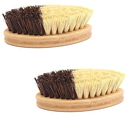 Shiwaki Brosse à légumes pour Brosse Alimentaire Veggie côté Dur et Doux et Manche en Bois Durable. Poils de Paume/sisal.Outils de Nettoyage de Fruits exceptionnels