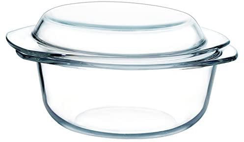 NUTRIUPS Glass Round Casserole Dish with Lid and Handles - 1.5L Oven Proof, High Resistance