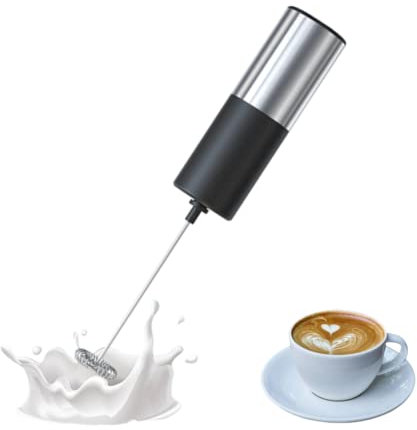 Milk Frother,IraXpro Electric Milk Frother Whisk,Milk Frother Handheld,Coffee Frother Electric Whisk,One Touch Hand Mini Frother Whisk,2-AA Battery Powered,for Coffee,Hot Chocolate,Cream (Slver)