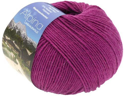 LANA GROSSA Alpina | Landhauswolle und Trachtengarn, waschmaschinenfest | Handstrickgarn aus 80% Schurwolle & 20% Polyamid | 100g Wolle zum Stricken & Häkeln | 210m Garn 61