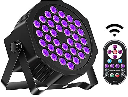 DELIBANG 72W UV schwarzlicht, 36 led UV strahler bühnenlicht für party mit Fernbedienung DMX partylicht mit Farbwechsel über Sound/Auto Discolicht für DJ Bar Weihnachten Halloween Hochzeit