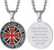 Richsteel Collier Chevaliers Templiers Pendentif Médaillon Rond Personnalisable Motif de Croix des Templiers Chaîne Corde 55+5CM Argent