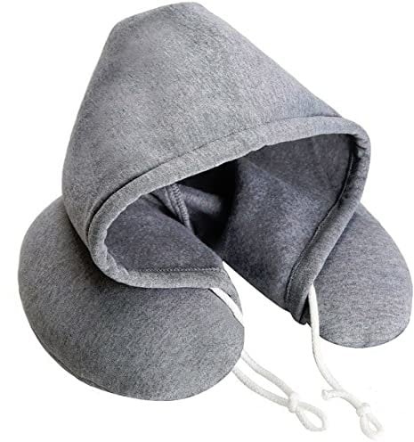 GEEZY Travel Pillow Soft Comfortable Hooded U Shape Airplane Neck Pillow, Head & Neck Support Sleeping Rest Cushion Compact & Lightweight Car Train Pillow