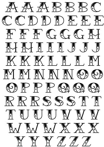 x3 Temporäre tattoos Buchstaben - 3 Blätter von Fake tattoos | Tätowierung | Arm, Schulter, Hals, Knöchel, Oberschenkel | Schwarz | Klebetattoos für Herren, Damen - TATTOO YOUR STYLE