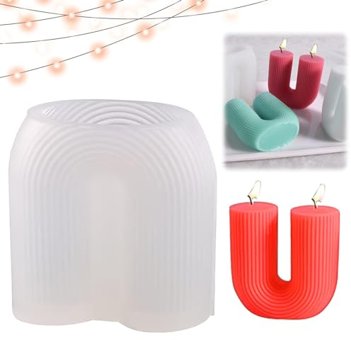 SPHERETRON Stampi in silicone a U in silicone per candele, candele fai da te, stampi in silicone per candele, stampi in silicone a U per candele, pietre aromatiche, cioccolato, ecc