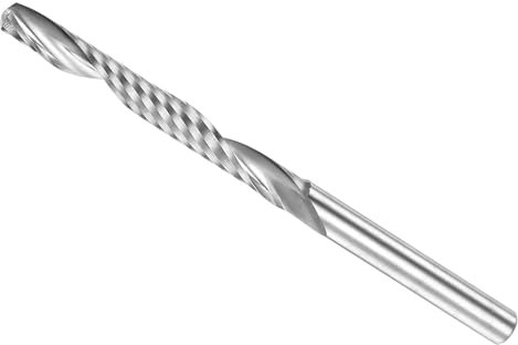 CoCud Fresas de Extremo en Espiral, Vástago de 1/8 3mm x 28mm de Carburo Sólido de 1 Flauta para Fresadora CNC - (Aplicaciones: para Contrachapado), 1 Pieza