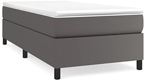 AUVYI Boxspringbett Polsterbett, Bett, Betten, Bettgestell, Schlafzimmer 100x200 cm Grau Stauraumbett Boxspringbetten Kunstleder