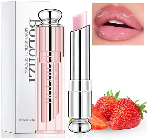 Tinted Lip Balm Moisturizing Lip Care Lip Oil Waterproof Long Lasting Lip Tint Lipsticks Strawberry Plumping Lip Balm Natural Lip Protection Lip Repair Gifts for Teenage Girls