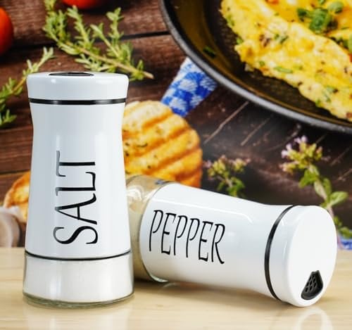 Pack of 2 Salt and Pepper Shaker Salt and Pepper Pots Salt and Pepper Set Salt Shaker Salt Pot Kitchen Accessories (White, Without Holder)