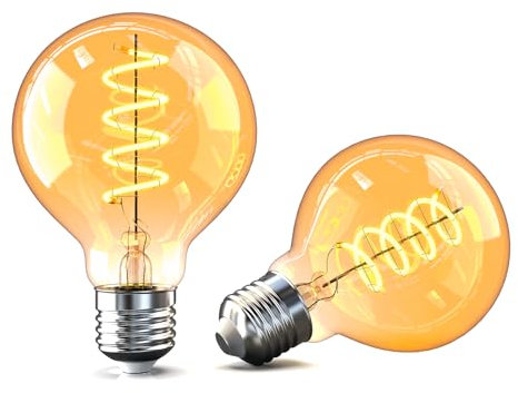Yexati Edison Vintage LED-Leuchtmittel E27 G80, 4W 2700K Warmweiß, entspricht 40W Glühlampe, Retro-Glühlampe, dekorative Glühbirne, nicht dimmbar, klares Filament, 2er-Pack