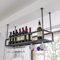 Modern Metal Hanging cafe Wine Bottles Racks, ceiling shelf Wine Racks for Home Bar Display, Floating Storage Shelves Wine Cups Hanging rack, wall mounted Wine Bottle Glass Holder.(Black,100cm)