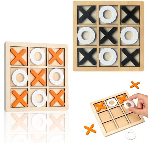 2 Stück Tic TacToe Extreme Tic Tac Toe Tic TacHolzspiel Holz Legespiel Tragbares Brett Reisespiel Strategie und Denkspiel Familienspiel Familienbrett für Erwachsene Familienparty Innendekoration