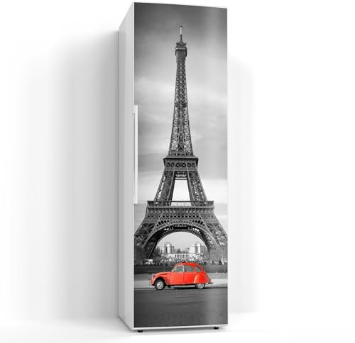 DEQORI Magnetfolie für Kühlschrank 60x200 cm | Motiv Pariser Rotakzent | dekorative Magnetmatte Gefrierschrank Schutz | Magnet Deko-Folie selbstklebend, magnetisch & wasserabweisend