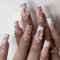 24 PCS, French False Nails, Comes with Glue for Easy Application, Fake Nails for Women, French nails with bows and little pearls, Ballet fake nails