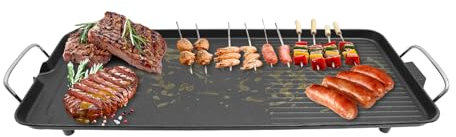 1500W Elektrischer Tischgrill, Outdoor Barbecue Grill, Elektrogrill, Barbecue Grill mit verbrühungssichere Griffe und Anti-Rutsch-Gummifüße, für Outdoor Camping Hinterhof, 68 * 28 * 7cm Schwarz