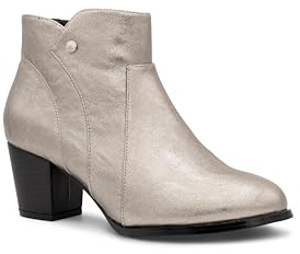 Paradox London Belinda Wide Fit Ankle Boots, Metallic Faux Leather, Block Heel, 5.5cm Heel Height (6, UK Footwear Size System, Adult, Women, Numeric Range, Wide, 3, 9)
