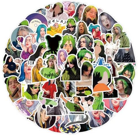110 Stück Billie Eilish Aufkleber für Wasserflaschen, Skateboard, Gepäck, Computer, Sammelalbum, Auto Aufkleber süße Laptop Aufkleber für Kinder, Teenager und Erwachsene
