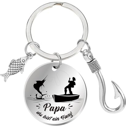 Konsait Vatertagsgeschenk für Papa Schlüsselanhänger Edelstahl Angler Geschenke für Männe Schlüsselanhänger Gravur Bester Papa Geschenke Eignung Erntedankfest Weihnacht Vatertag