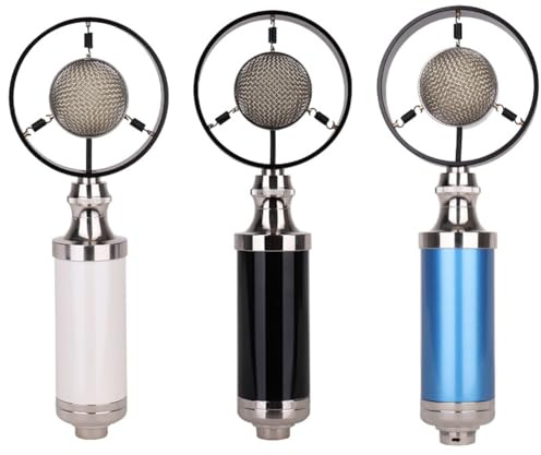 Ujjdwiurgh Professional Condenser Wired Vintage Recording Studio Microphone for Live Broadcast Blue Easy Install Easy to Use