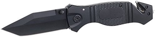 Semptec Urban Survival Technology Messer mit Gurtschneider: Scharfes Edelstahl-Klappmesser, Alu-Griff, Gurtschneider & Glasbrecher (Messer mit Glasbrecher, Survivalmesser, Selbstverteidigung)