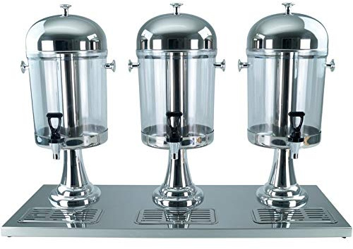 Saft-Dispenser Getränkedispenser Saftspender 3 x 8 Liter mit Kühlelement - silber