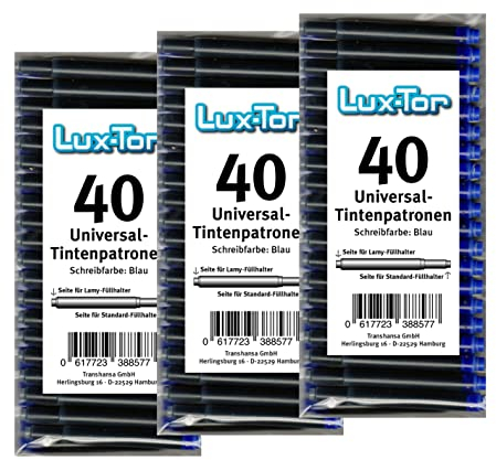 Luxtor Universal Tintenpatronen für Lamy Herlitz Pelikan Reform Online/blau (120 St.)