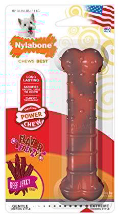 Nylabone Extreme Tough Dog Chew Toy Bone, Durable, Cleans Teeth, Beef Jerky Flavour, Small, for Dogs Up to 11 kg