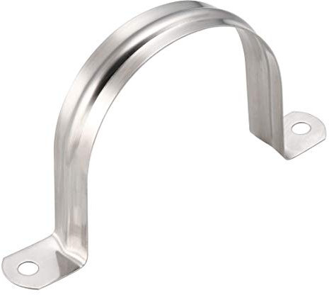 sourcing map 70mm(2.8) Rigid Pipe Strap, 2 Holes 304 Stainless Steel Tension Tube Clip Clamp 5pcs