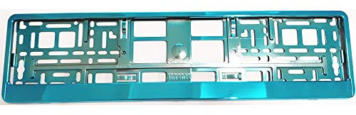 TEILE-24.EU Malinowski 1 x Kennzeichenhalter Chrom Schwarz Blau Türkis Gold Grün Orange Rot Weiß Violett Silber Kennzeichenhalterung Vollverchromt DIE Menge UND Farbe WÄHLBAR. (Türkis)