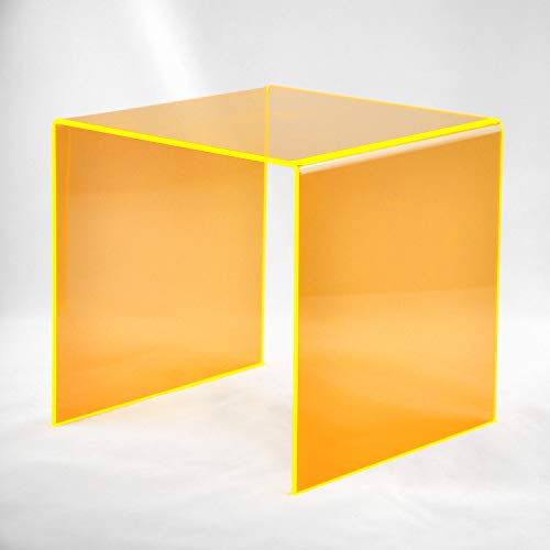 Hansen Dekobrücke/Dekopodest/Warenpodest/U-Aufsteller/U-Ständer aus Acryl/Acrylglas 150x150x150 mm, orange fluoreszierend