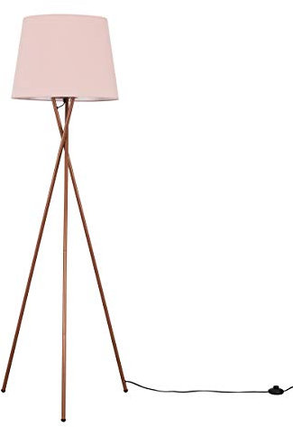 MiniSun | Modern Copper Metal Tripod Floor Lamp with a Pink Tapered Shade | Floor Lamps & Torchieres, Home Décor & Improvement Essential | Includes 6W LED E27 Light Bulb