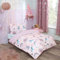Dreamscene Unicorn Kingdom - Set di biancheria da letto reversibile per bambini con copripiumino e federa, motivo: castello delle fate rosa, per lettino da ragazze/lettino, 120 x 150 cm