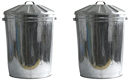 Sterling Ventures 2x Large 90L Galvanised Metal Storage Bin with Lid and Handles