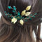 Chargances Haarkamm mit Kristallperlen für Damen und Mädchen, Hochzeit, Brautschmuck, Blatt-Haarteil, Abschlussball oder besondere Anlässe, Schmuck (grün)