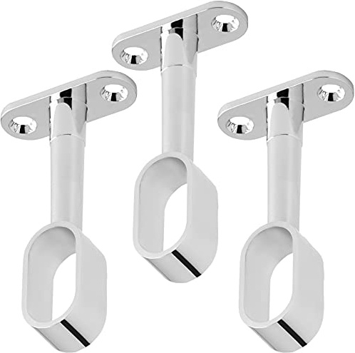 SOTECH 3 Stück Schrankstangenhalter für ovale Kleiderstangen Mittelträger | 30 x 15 mm Chrom poliert höhenverstellbarer 84 - 112 mm Kleiderstangenlager