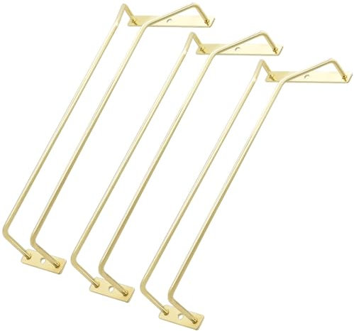 zoohot Lot de 3 porte-verres à vin doré de 30,5 cm, porte-verres à pied en acier inoxydable, support à suspendre pour armoire, cuisine, bar