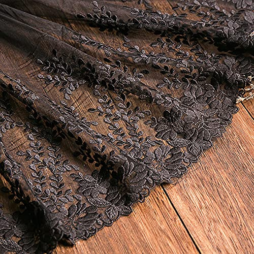 3 Yard Vintage Bestickter Spitzenbesatz Spitzenborte Dekoband Spitzenband Spitzenbordüre Zierband Spitzenstoff für Nähen Brautschleiern Petticoats Hochzeitskleid Hochzeit Deko 32cm Breite,A Schwarz