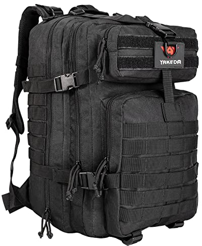 Yakeda 40L Militärischer taktischer Rucksack für Herren, Armee, Überlebensrucksäcke, groß, 3 Tage Assault Pack Bug Out Bag, schwarz