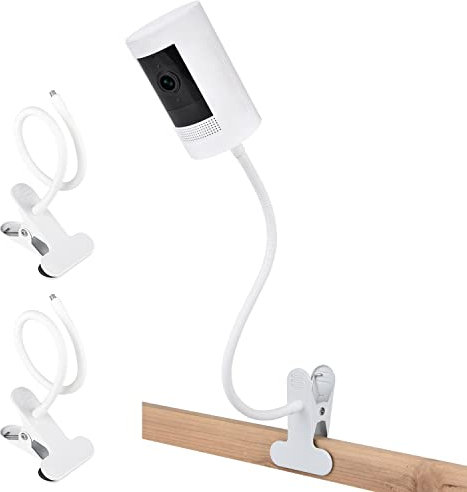 2Pack Clamp Mount for Ring Stick Up Cam & Ring Indoor Cam 1st Gen, Flexible Gooseneck Mounting Bracket to Attach Your Camera Anywhere with No Tools - White