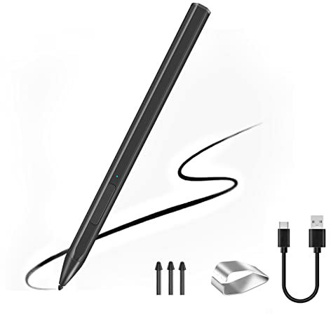 Stylus Pen for Microsoft Surface Pro 11/10/9/8/7/6/5/4/3/X Surface Go 4/3/2/1 Surface Book/Laptop/Studio/Duo, 4096 Pressure Sensitivity, Palm Rejection Function, Eraser & Right-Click Shortcuts, Black