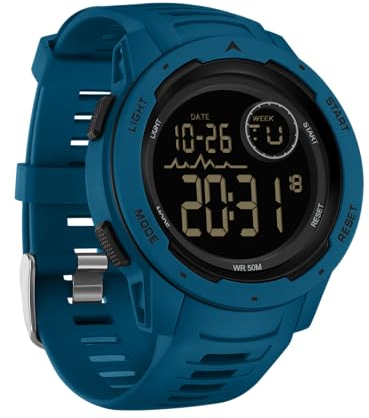 findtime Mens Sports Watches Digital Watch for Men 5ATM Waterproof Watch Military Tactical Watch for Outdoor Running Swimming Large Face Wrist Watch with LED Backlight Blue